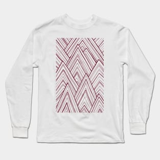 Stripe Mountains - Maroon Long Sleeve T-Shirt